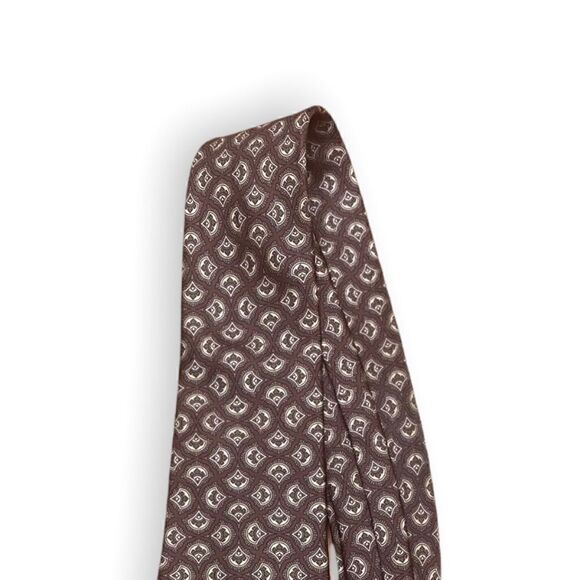 Oscar de la Renta Couture 100% silk tie brown tan pattern - Picture 5 of 8